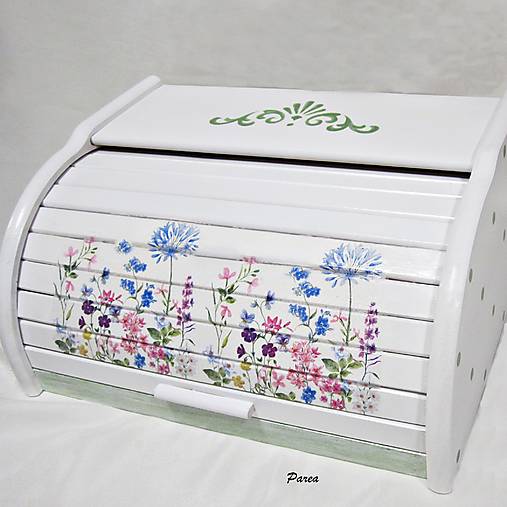 Nádoby - Drevený chlebník - Rozkvitnutá lúka - 17200345_