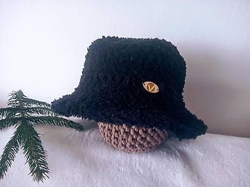 Čiapky, čelenky, klobúky - Klobúk FLUFFY čierny - 17198309_