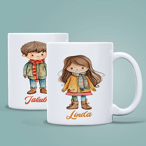 Nádoby - CHLAPEC A DIEVČA double set keramických hrnčekov - 17199518_