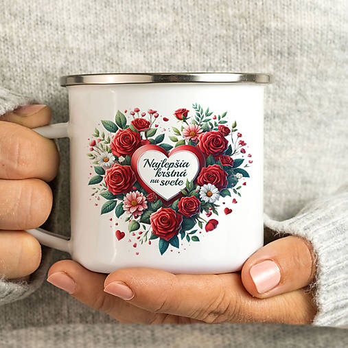 Nádoby - NAJLEPŠIA KRSTNÁ NA SVETE smaltovaný hrnček - 17199534_