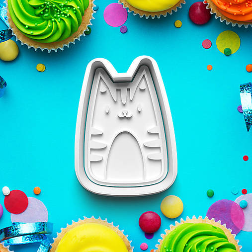 Príbory, varešky, pomôcky - Vykrajovátko s pečiatkou Mačička 518 (1ks Vykrajovačka s pečiatkou 518-4) - 17198447_