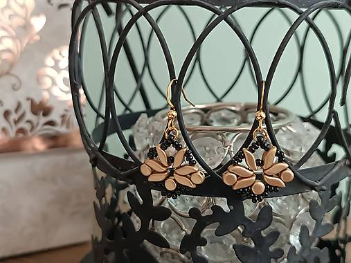 Náušnice - Náušnice Tulip visiace (Medená - čierna) - 17198194_