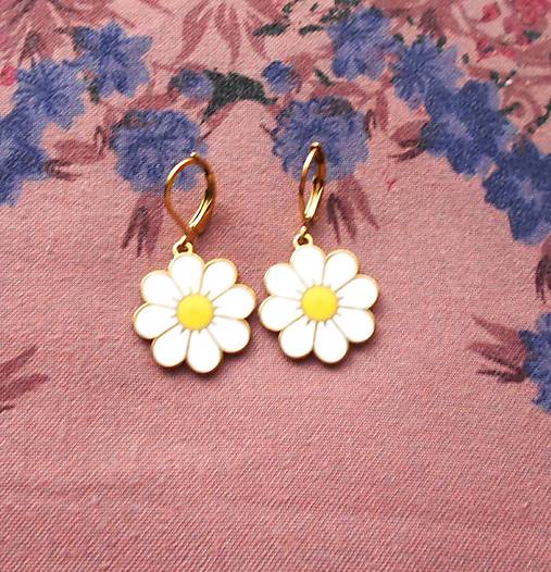 Náušnice - Náušnice Daisy -chirurgická oceľ, smalt - 17201262_