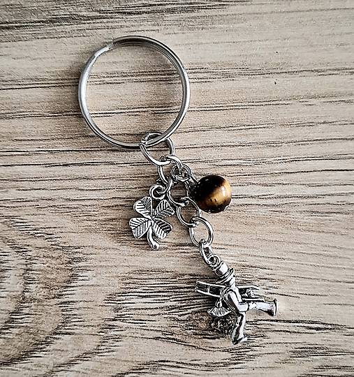 Kľúčenky - S kominárom, štvorlístkom a minerálom (tigrie oko) - 17201368_