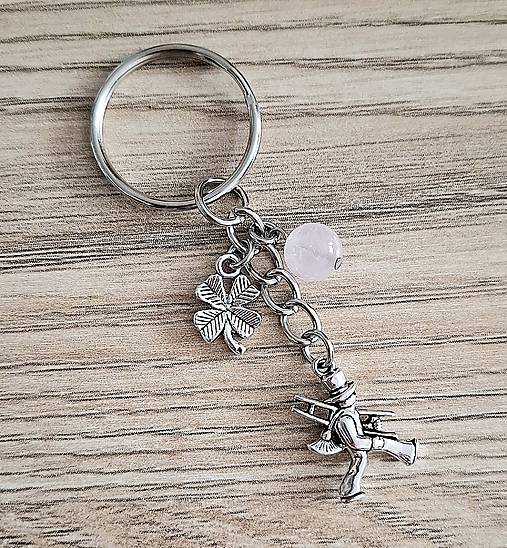 Kľúčenky - S kominárom, štvorlístkom a minerálom (ruženín) - 17201375_