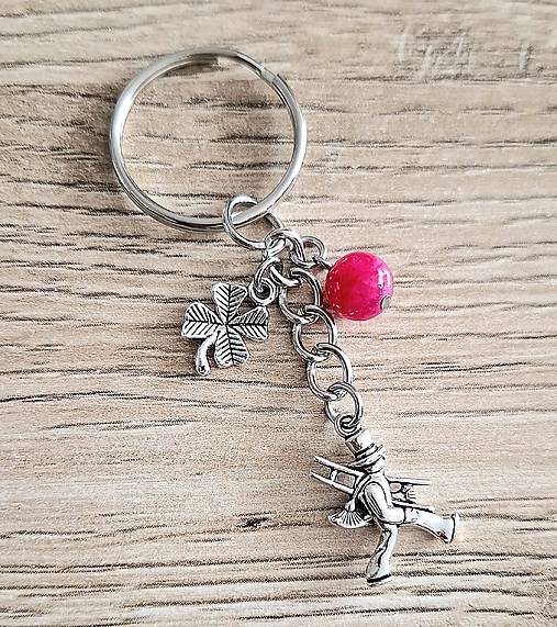 Kľúčenky - S kominárom, štvorlístkom a minerálom (jadeit) - 17201392_