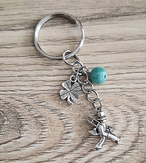 Kľúčenky - S kominárom, štvorlístkom a minerálom (jadeit) - 17201396_