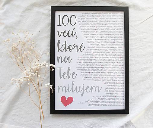 Grafika - 100 vecí, ktoré na Tebe milujem /personalizované - 17203218_