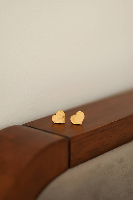 Náušnice - Náušnice "Golden" Heart - 17202663_