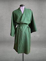 Kimoná - Ľanové kimono - zelené - 17202794_