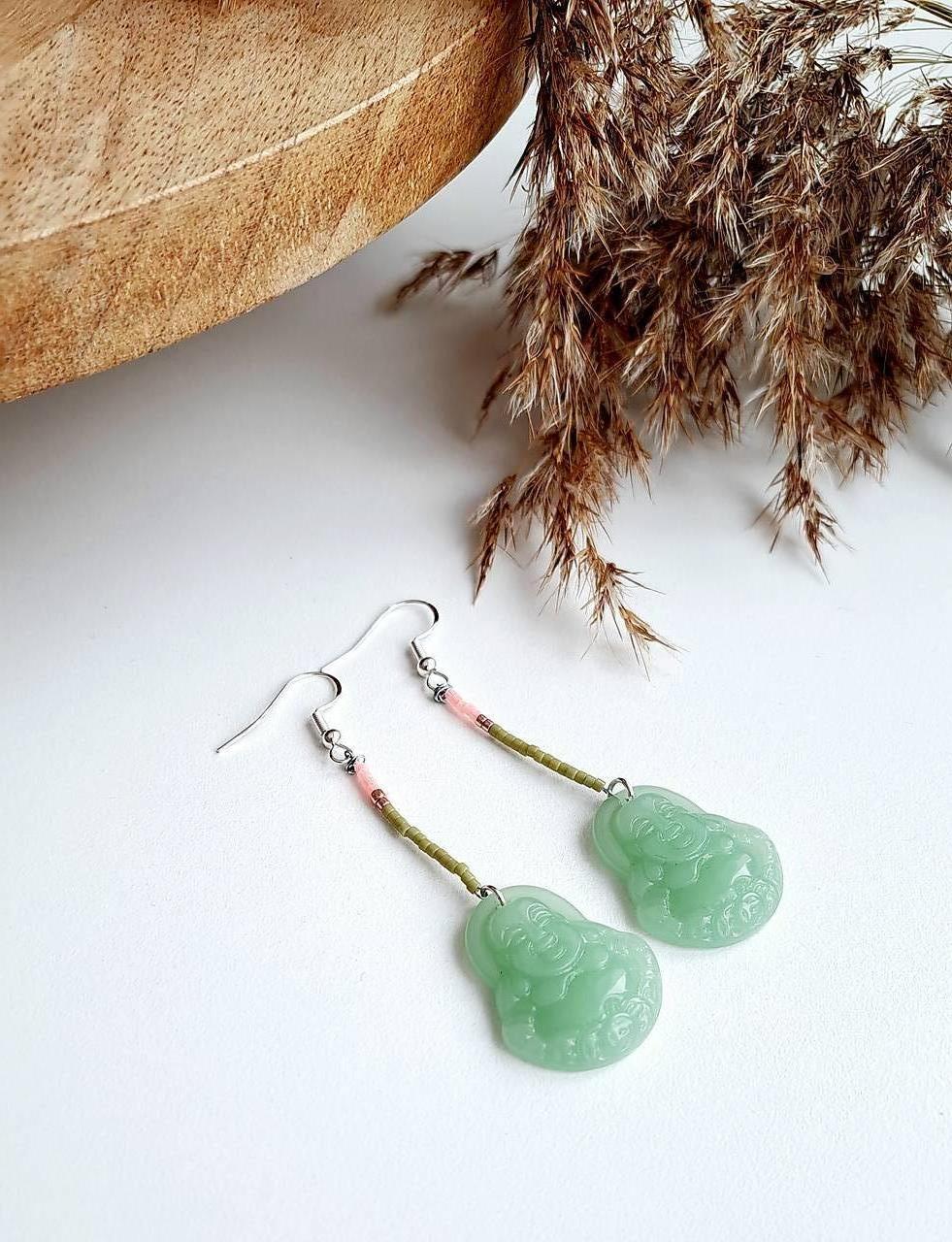 Náušnice dlouhé visací budha 2