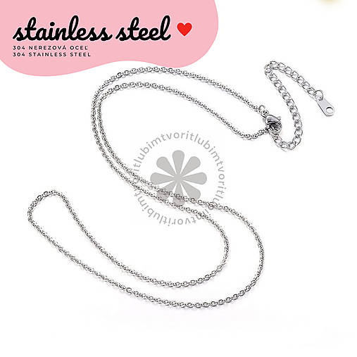 Komponenty - (3811) Retiazka kovová, 2 mm - 41+7 cm - 1 ks - 17204867_