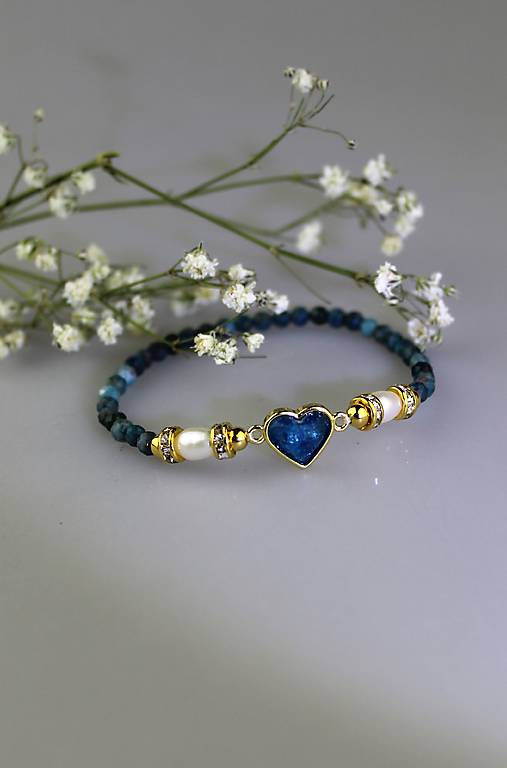 Náramky - apatit perly náramok - luxusný valentínsky náramok - 17205628_