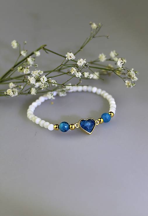 Náramky - apatit perleť náramok - luxusný valentínsky náramok - 17205823_