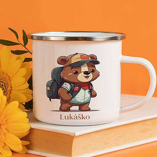 Nádoby - MACKO smaltovaný hrnček s ľubovoľným menom - 17203662_