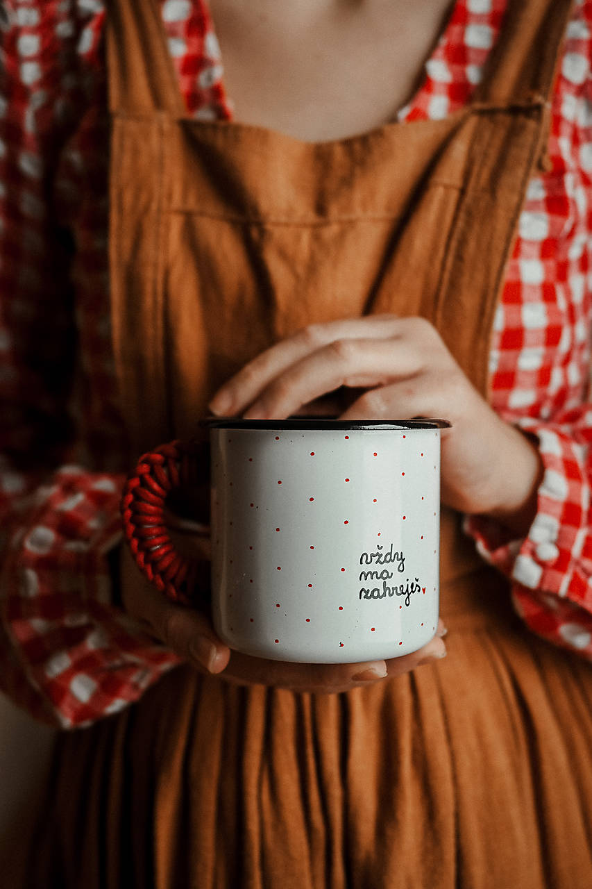 Smaltovaný hrnček - Vždy ma zahreješ