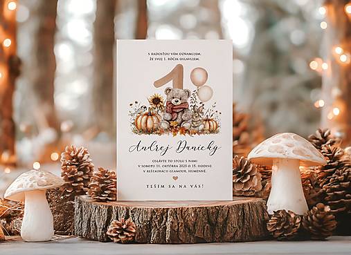 Papiernictvo - Jesenná pozvánka na narodeninovú oslavu s medvedíkom - 17209052_