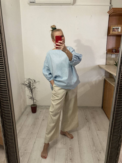 Nohavice - Culottes ľanové nohavice - VANILLA - 17207927_