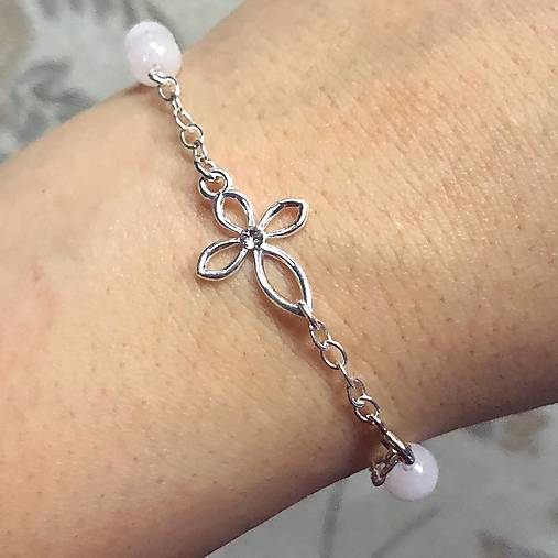 Rosary AG925 Rose Quartz Bracelet / Strieborný ruženec na ruku alebo do auta s ruženínom Ag925 E063