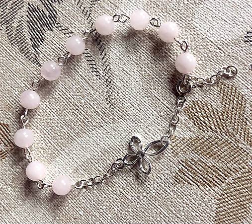 Rosary AG925 Rose Quartz Bracelet / Strieborný ruženec na ruku alebo do auta s ruženínom Ag925 E063