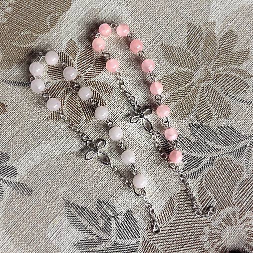 Rosary AG925 Rose Quartz Bracelet / Strieborný ruženec na ruku alebo do auta s ruženínom Ag925 E063