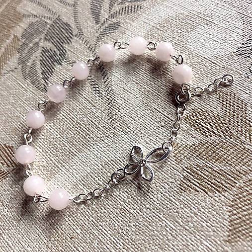 Rosary AG925 Rose Quartz Bracelet / Strieborný ruženec na ruku alebo do auta s ruženínom Ag925 E063