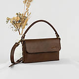 Kabelky - Kožená kabelka MidiMe Elegance (tmavohnedá) - 17209729_