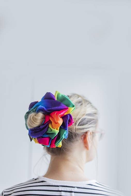 Ozdoby do vlasov - Gumička Rainbow Scrunchie - 17209277_