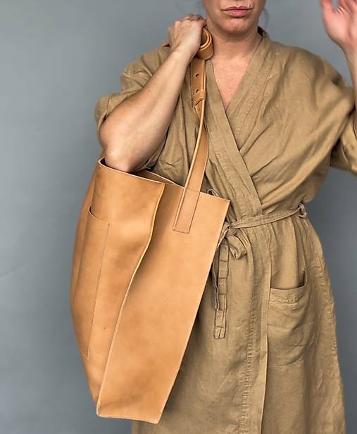 Kabelky - LAZY BAG XXL kožená kabelka - 17210246_