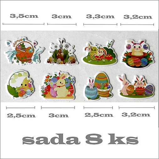 Polotovary - Veľkonočné 3D samolepky - sada 8ks - 17211619_