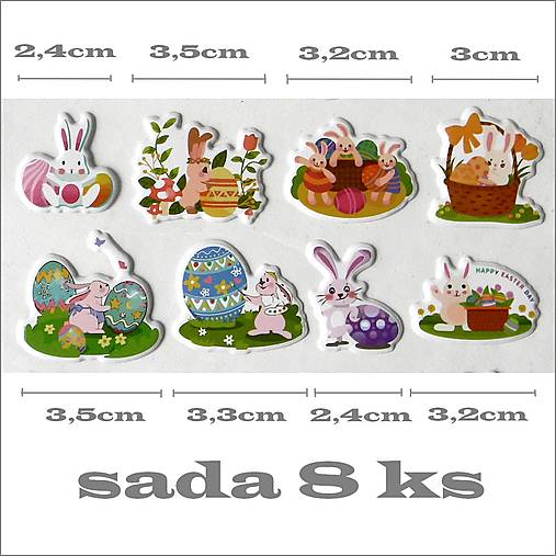 Polotovary - Veľkonočné 3D samolepky - sada 8ks - 17211641_