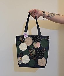 Kabelky - Riflová kabelka s farebnými kruhmi - 17213533_