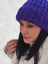 Čiapky, čelenky, klobúky - CHUNKY exclusive merino čiapka (fialová) - 17211849_