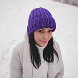Čiapky, čelenky, klobúky - CHUNKY exclusive merino čiapka (fialová) - 17211852_
