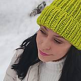 Čiapky, čelenky, klobúky - CHUNKY exclusive merino čiapka (zelená jablková) - 17211856_