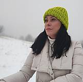 Čiapky, čelenky, klobúky - CHUNKY exclusive merino čiapka (zelená jablková) - 17211857_