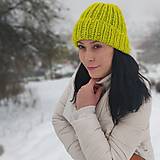Čiapky, čelenky, klobúky - CHUNKY exclusive merino čiapka (zelená jablková) - 17211858_