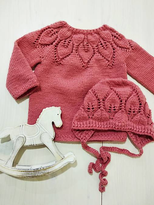 Detské súpravy - Lístočková súprava 100% Baby merino - 17212040_