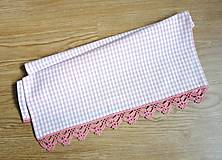 Úžitkový textil - Utierka s háčkovanou krajkou, staroružové káro  - 17213554_