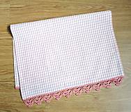 Úžitkový textil - Utierka s háčkovanou krajkou, staroružové káro  - 17213555_