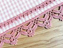 Úžitkový textil - Utierka s háčkovanou krajkou, staroružové káro  - 17213559_