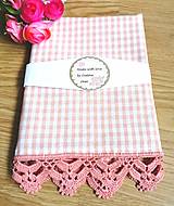 Úžitkový textil - Utierka s háčkovanou krajkou, staroružové káro  - 17213561_