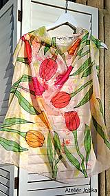 Šatky - Hodvábna šatka Tulipány - 17216965_