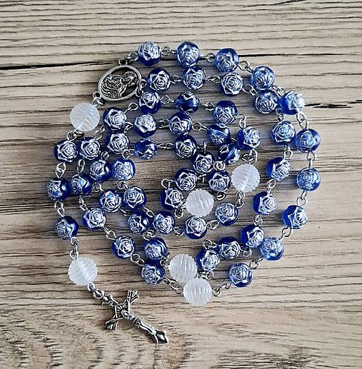 Náhrdelníky - Ruženec "kvietky" (modrá) - 17214069_