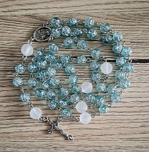 Náhrdelníky - Ruženec "kvietky" (tyrkys) - 17214070_