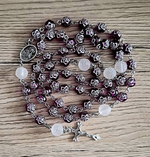 Náhrdelníky - Ruženec "kvietky" (fialová) - 17214071_