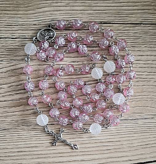 Náhrdelníky - Ruženec "kvietky" (ružová) - 17214072_