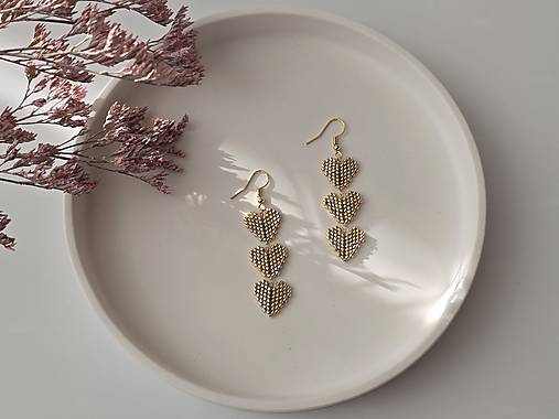 Náušnice - náušnice srdiečka trojité (Visiaci variant) - 17215055_