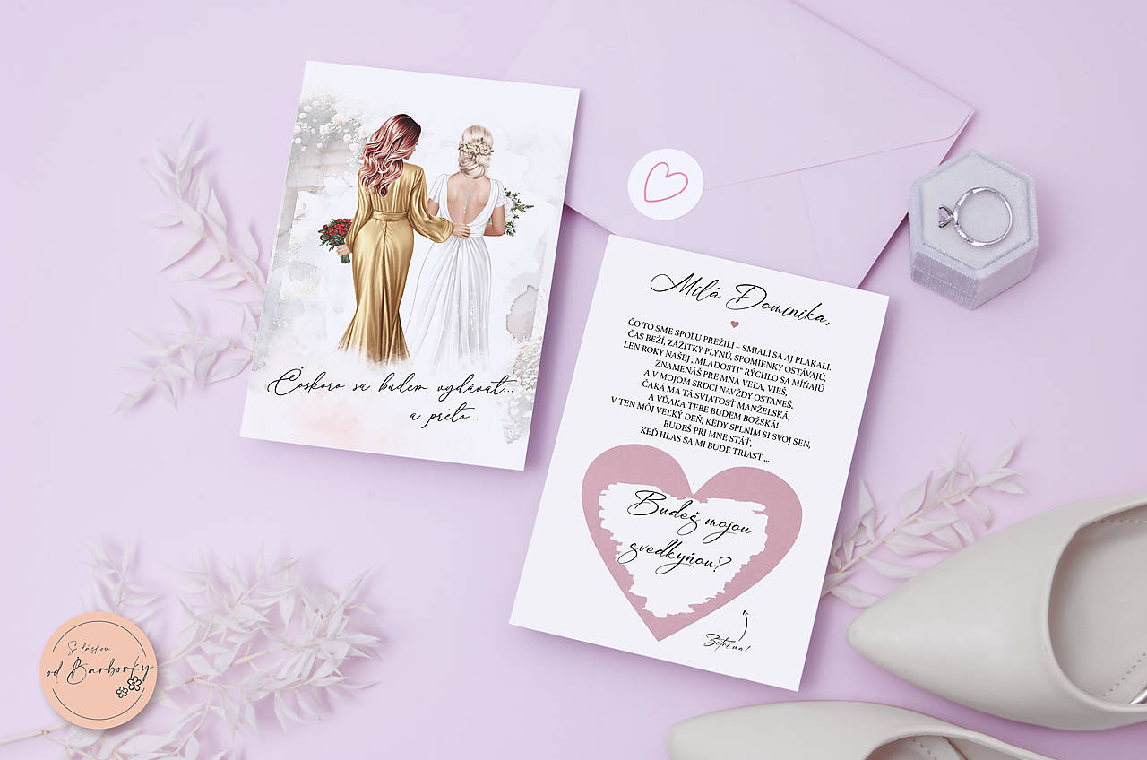 Personalizovaná stieracia kartička #02 pre družičky / svedkyňu - obojstranná