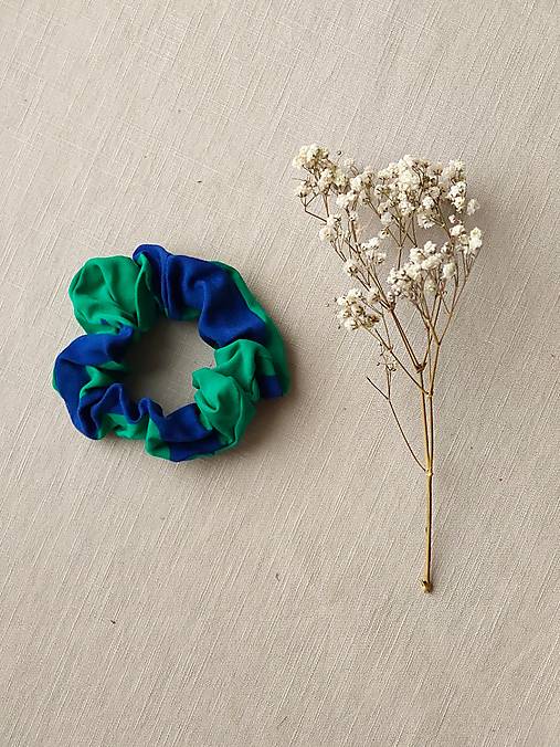 Ozdoby do vlasov - Viskózová scrunchie  (Modrozelená) - 17215572_